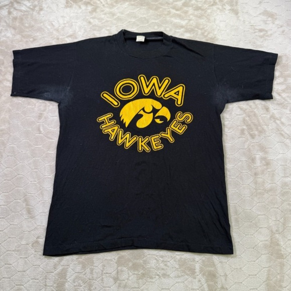 VTG 70s 80s Iowa Hawkeyes Shirt Sz Lg Single Stitch Sportswear PIT STAINS